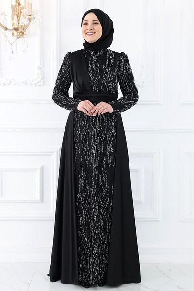 Amine Hüma Burgundy Evening Dress Black