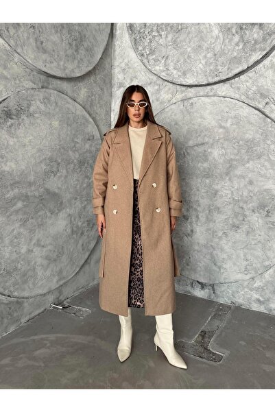 SEDA FİDAN BOUTIQUE Apoletli Premium Cashmere Coat Mink