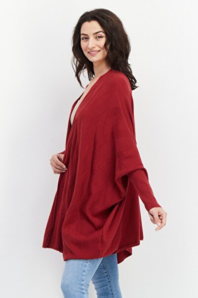 Alfani Women Ribbed Open Front Long Sleeves Cardigan, Maroon
