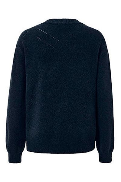 Tchibo Women Round Neck Textured Fleece Sweater, Navy