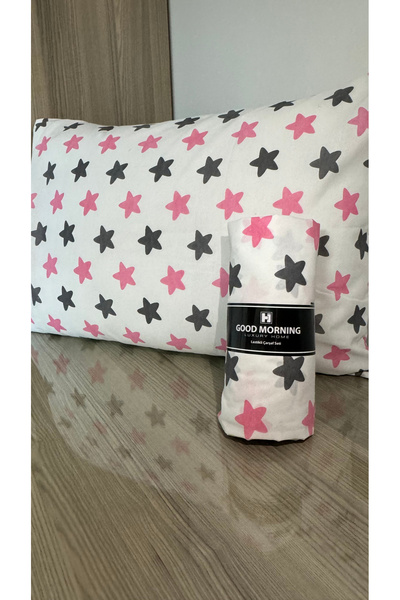 Good Morning ملاءة مطاطية قطنية مفردة + 1 كيس وسادة طقم ملاءة سرير 100X200