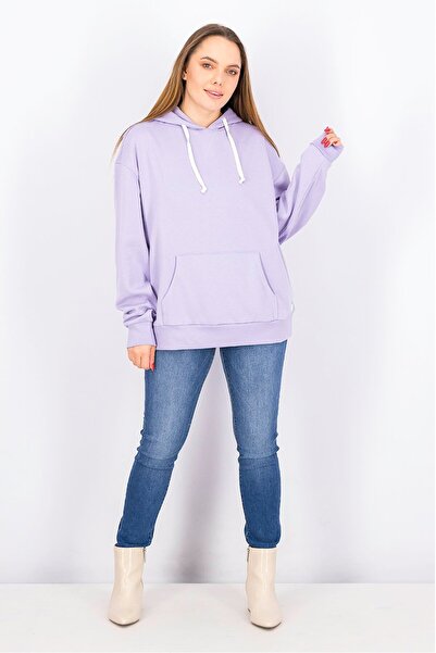 Tchibo Women Hooded Plain Sweater, Lilac