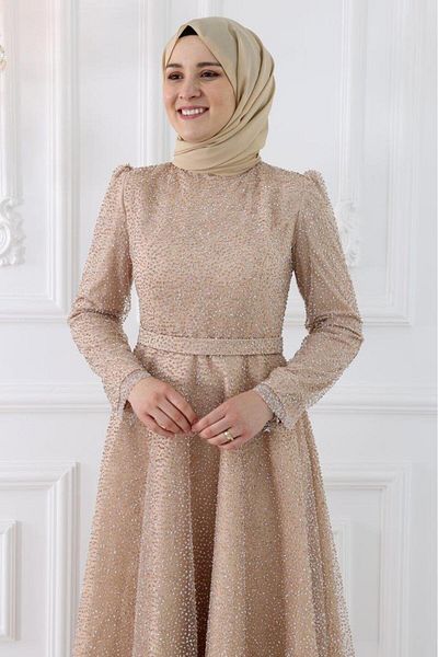 Amine Hüma Rochie de seară Aymira Gold Hijab