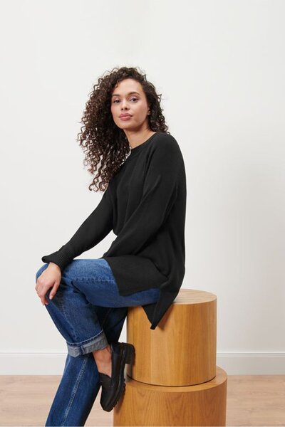 Tchibo سترة طويلة متماسكة، أسود