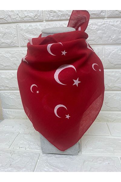 sema aksesuar 10 Pieces Red Moon Star Turkish Flag - Cotton Scarf Bandana - 23 April, 29 October, 19 May