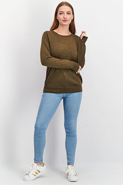 Tchibo Women Regular Fit Pullover Knitted Sweater, Olive