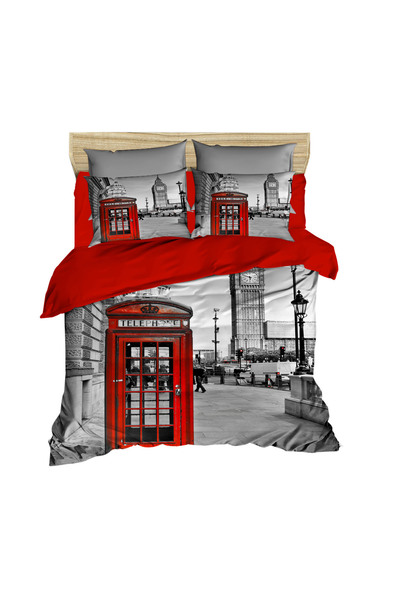 Fabeteks London Telephone Booth Scenic3D Double Bed Linen Set