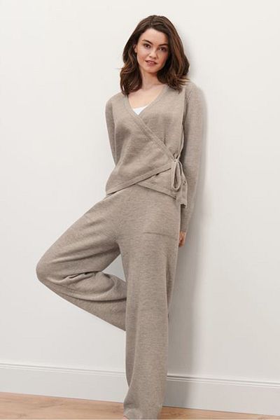Tchibo Women Textured Long Sleeve Lounge Jacket, Taupe