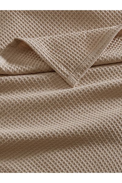 VESSİNOHOME Luxury Pique - Μονό κάλυμμα κρεβατιού, 100% βαμβάκι, μοτίβο βάφλας