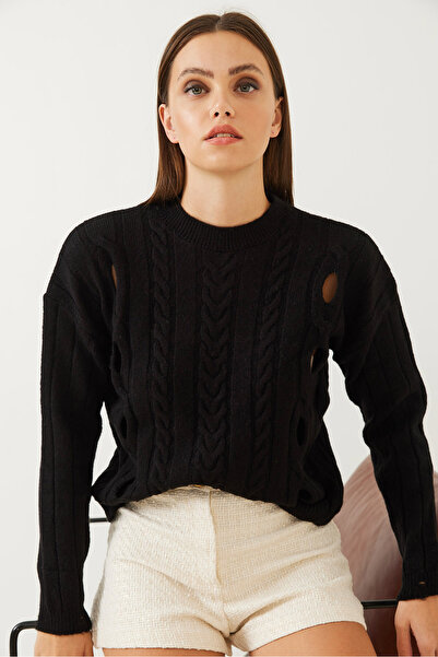 Bianco Lucci Dámský pletený svetr s pleteným vzorem