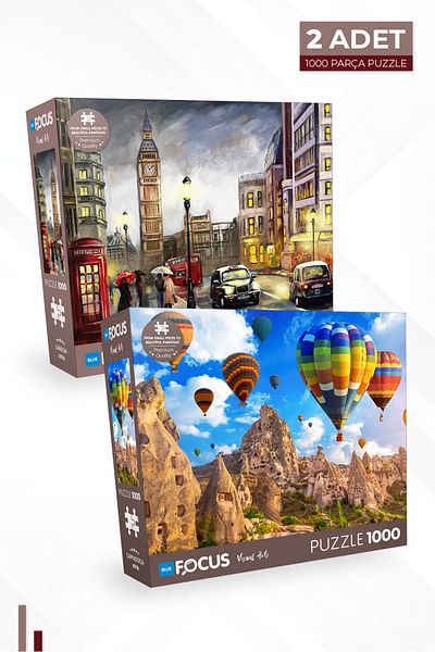 Blue Focus 2 Piece 1000 Piece Puzzle - London and Cappadocia