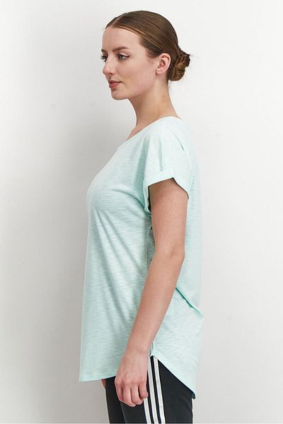 Tchibo Women Comfort Fit Scoop Neck Short Sleeve Top, Turquoise