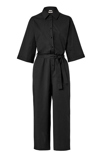 Tchibo Women Solid Poplin Jumpsuit, Black
