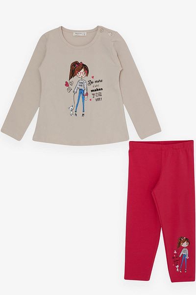 Breeze Girls' Leggings Set, Friendship Themed, Girl's Theme, 1.5-5 Years, Beige