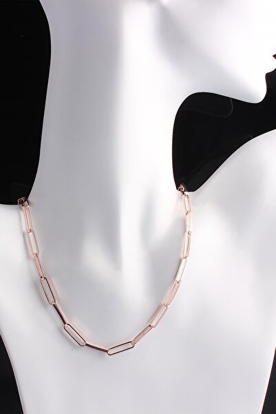 Omar Silver Unisex Ataç Model Gümüş Kolye 925 Ayar Rose Gümüş Zincir