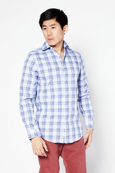 Michael Kors Men Regular Fit Long Sleeve Checkered Dress Shirt, Multicolor