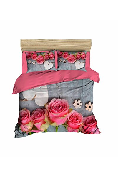 Fabeteks Pink Roses 3D Double Duvet Cover Set