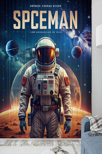Else Dekor Astronaut Space Planet Παιδικό Δωμάτιο Κουρτίνα Τούλι 140x260cm