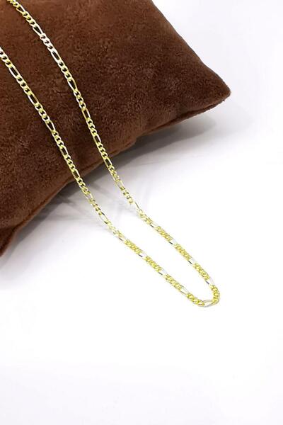 Omar Silver Unisex Ince Figaro 2,2 Mm 925 Ayar Gold Altın Kaplama Gümüş Kolye...
