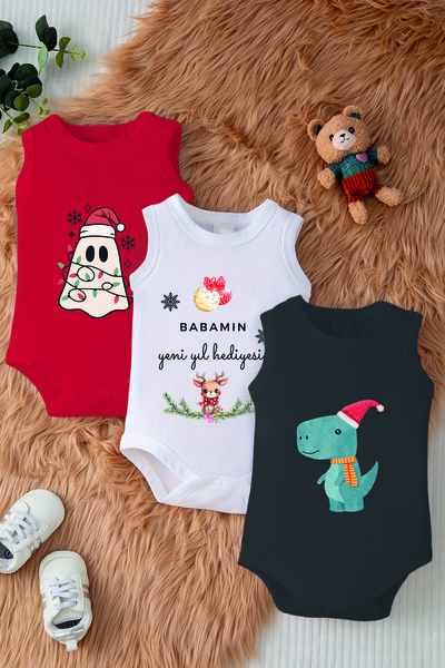 ADABEBEK Dad New Year Printed Cotton Baby Bodysuit with Snap Fasteners 10148-...
