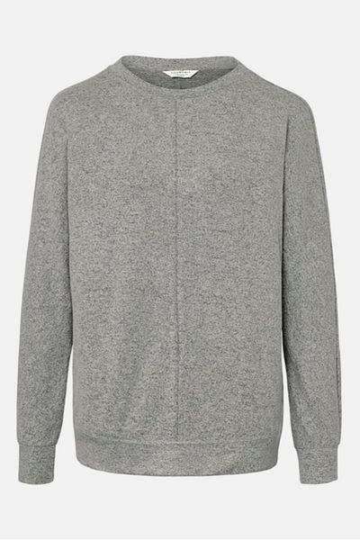 Tchibo Women Round Neck Long Sleeve Heather Top, Grey