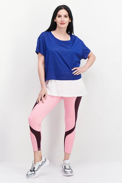Tchibo Women 2 In 1 Sportswear Fit Short Sleeve Running Top, Blue