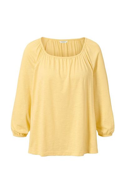 Tchibo Women Crew Neck 3/4 Sleeves Floral Print Blouse, Yellow