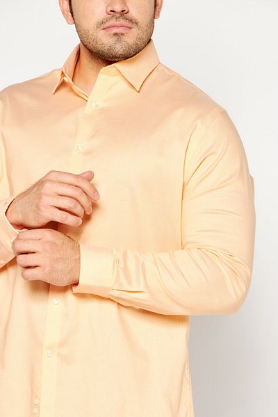 Michael Kors Men Regular Fit Long Sleeve Textured Dress Shirt, Peach