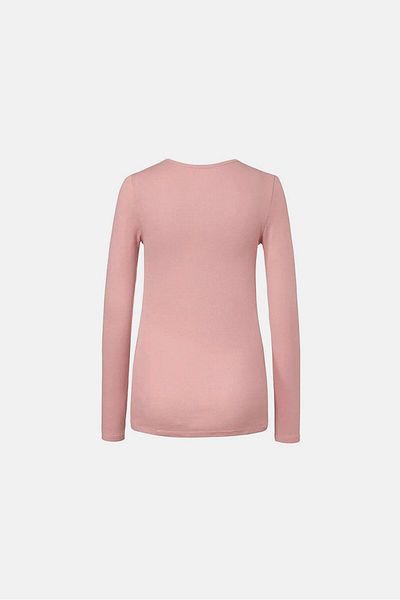 Tchibo Women Round Neck Long Sleeves Plain Tops, Peach