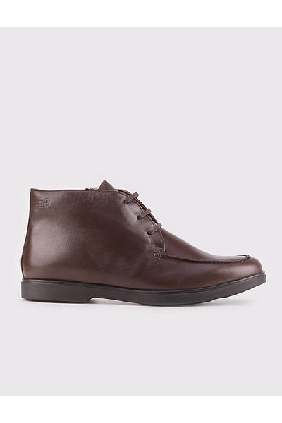 Cabani Genuine Leather Men's Brown Zippered Casual Boots