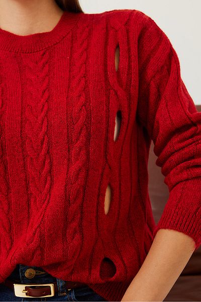Bianco Lucci Geflochtener gemusterter Strickpullover für Damen