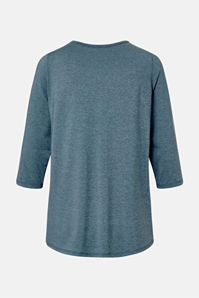 Tchibo Women Round Neck Three Quarter Sleeve Plain Top, Dark Sage