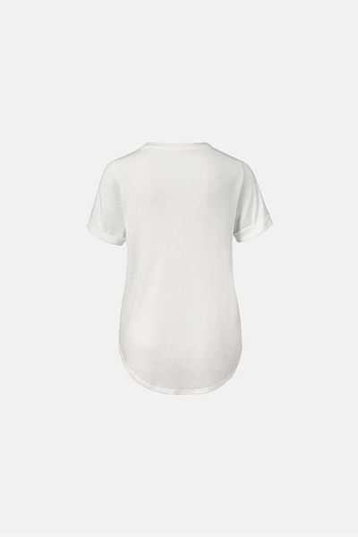 Tchibo Women Graphic Printed Short Sleeve Tops, White Combo