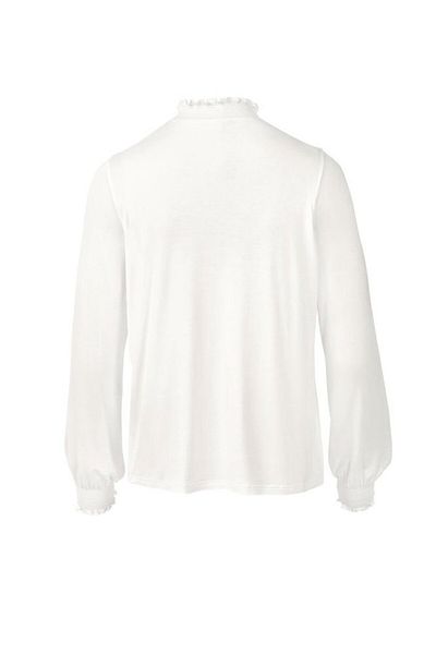 Tchibo Women Ruffle Collar Long Sleeves Plain Blouse, White