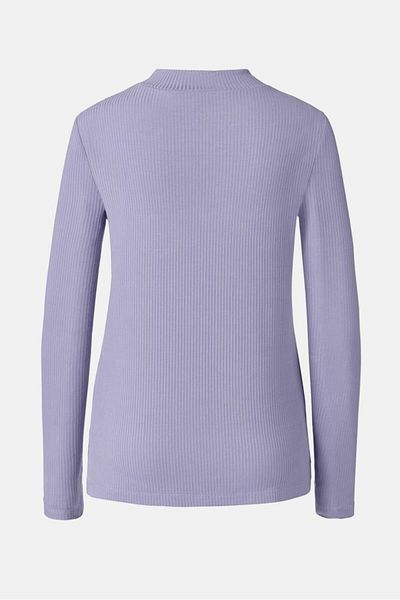 Tchibo Women Mock Neck Long Sleeve Ribbed Shirt, Lilac