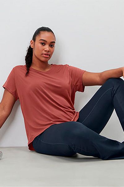 Tchibo Women Sportswear Fit Short Sleeves Training Top, Rust