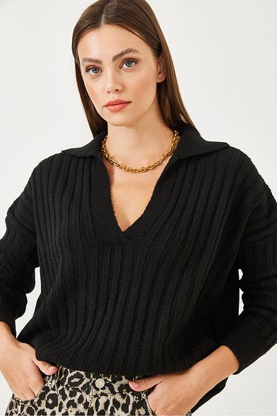 Bianco Lucci Pulover de damă tricotaj cu gât polo