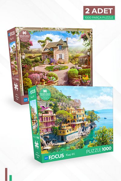 Blue Focus 2 Piece 1000 Piece Puzzle - Toscana and Portofino