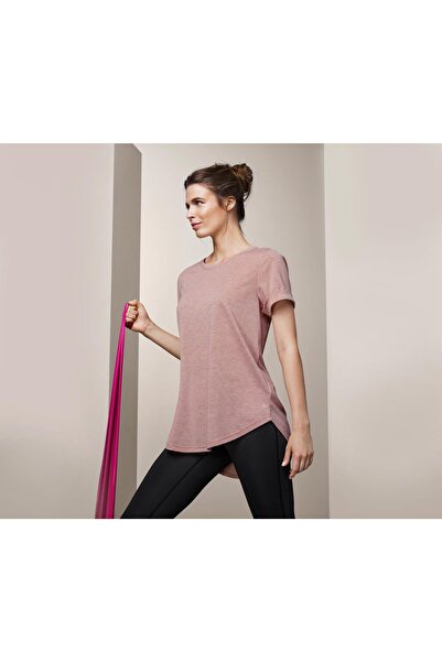 Tchibo بلوزة رياضية نسائية بأكمام قصيرة للتدريب، وردي فاتح مرقط