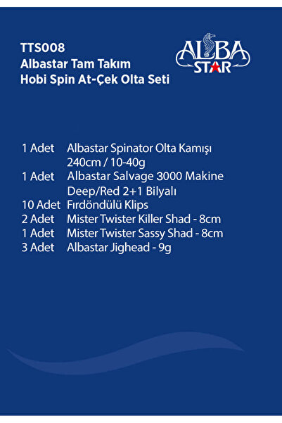 Albastar Tam Takım Hobi Spin Atçek Olta Seti Tts008 Standart 240cm