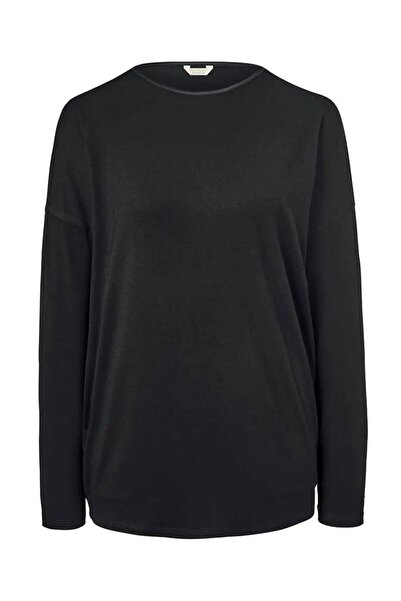 Tchibo Women Round Neck Long Sleeve Plain Top, Black