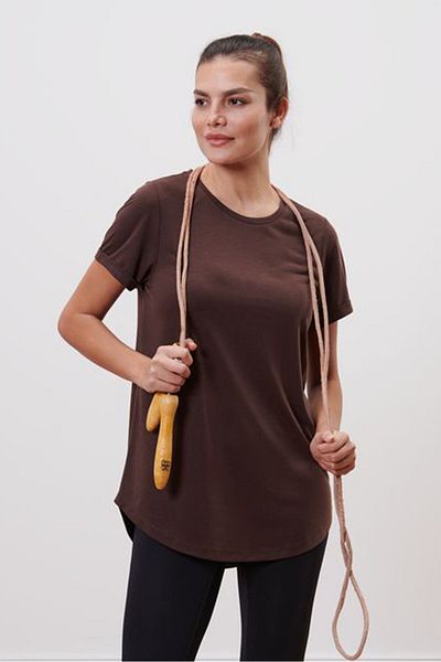 Tchibo Women Comfort Fit Outdoor Short Sleeve T-Shirt, Dark Brown
