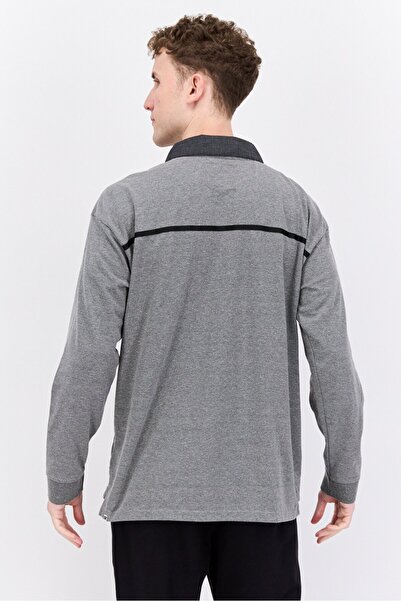 Caterpillar Men Sportswear Fit Long Sleeves Rugby Polo Shirt, Grey Combo