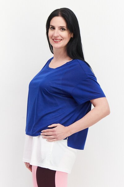 Tchibo Women 2 in 1 Sportswear Fit Short Sleeve Running Top, Blue