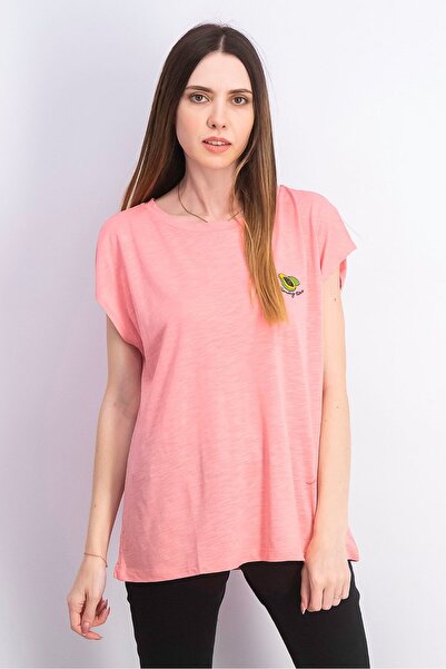 Tchibo Women Round Neckline Short Sleeve Blouse, Pink