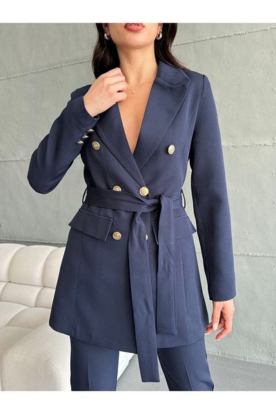 MYGİYİMİSTANBUL Button Detailed Tied Jacket Trousers Set