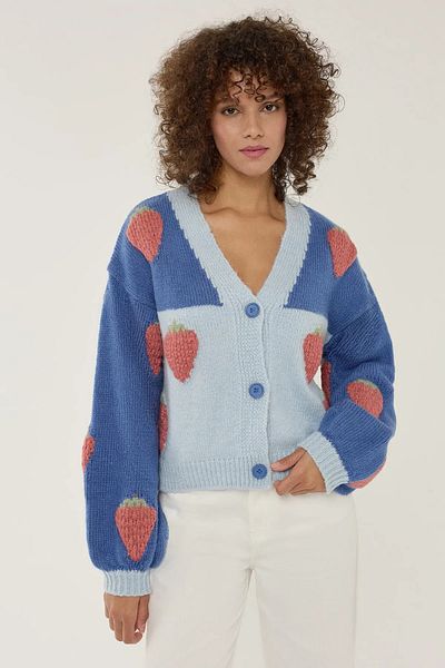 Hiccup Cardigan supradimensionat cu model de căpșuni
