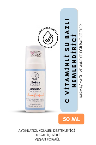 Roius Naturals C Vitaminli Yüz Nemlendiricisi – Canlandırıcı, Aydınlatıcı, Ve...