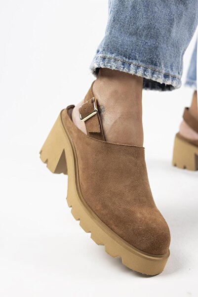 Manijero Carleen Women's Genuine Leather Sabo Belted Tan Sandals