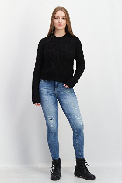 NA-KD Women Round Neck Knitted Sweater, Black
